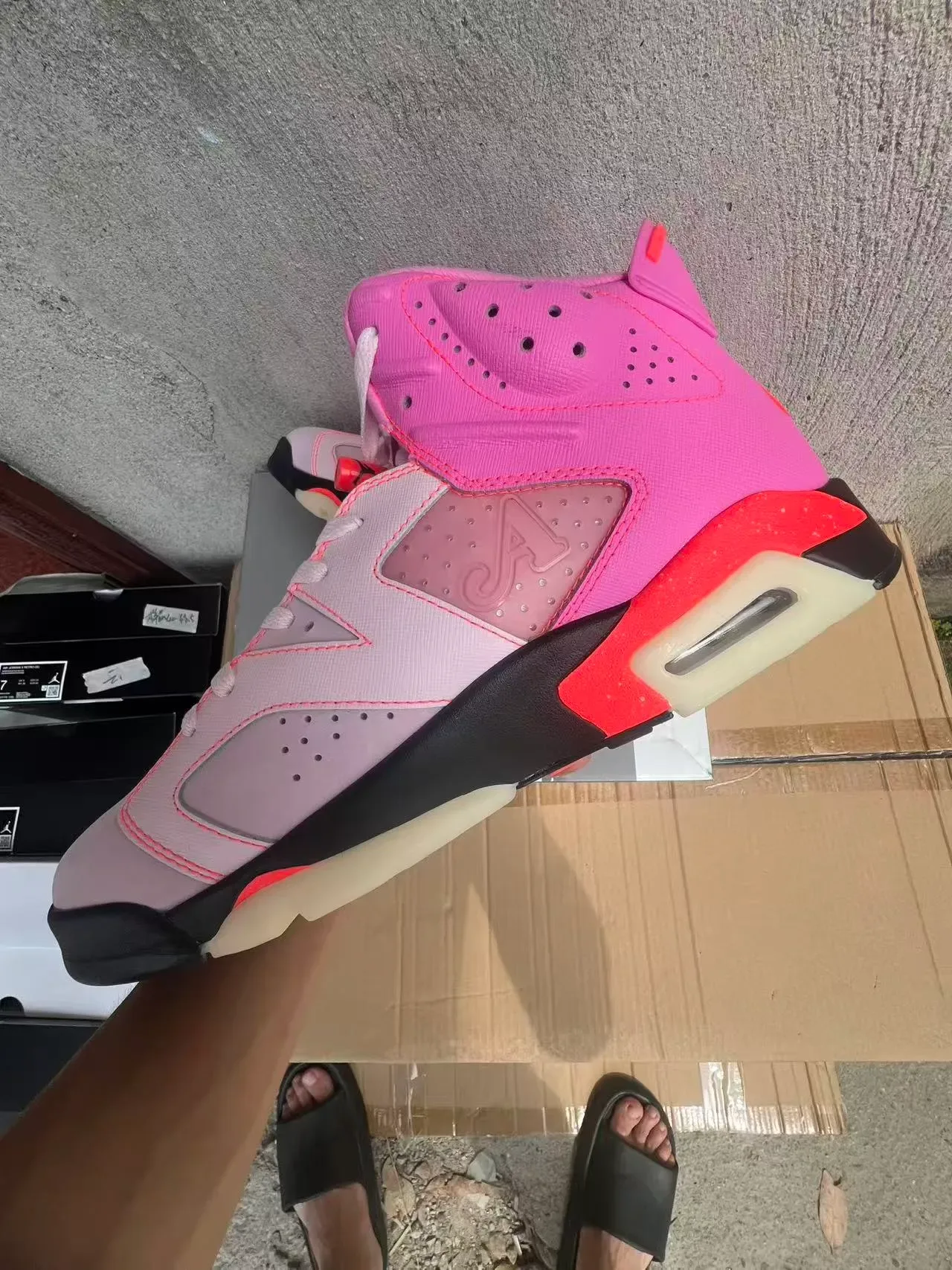 Air Jordan 6 Tênis de Basquete Rosa e Laranja 5
