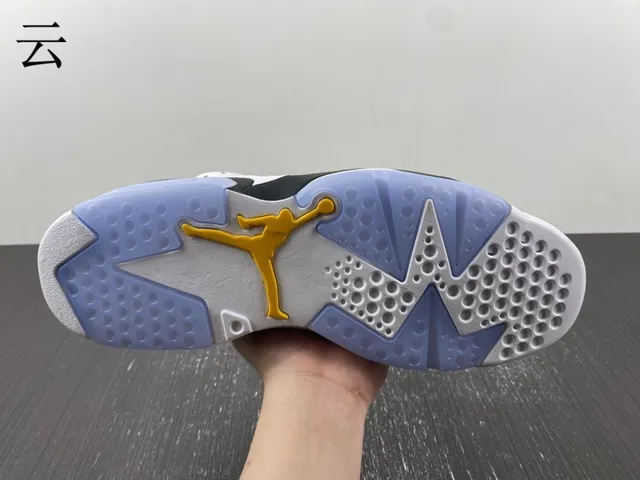 Air Jordan 6 tênis de basquete branco amarelo preto azul claro 3