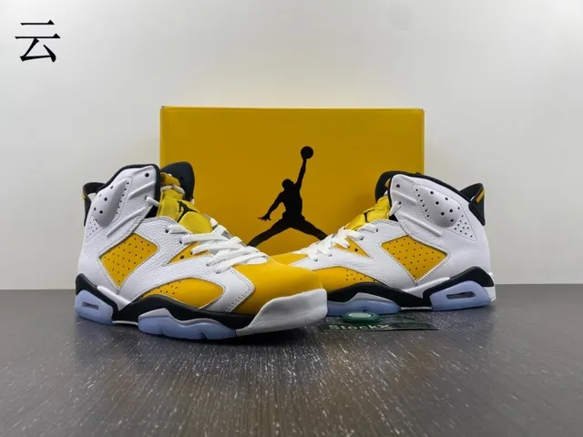 Air Jordan 6 tênis de basquete branco amarelo preto azul claro 4