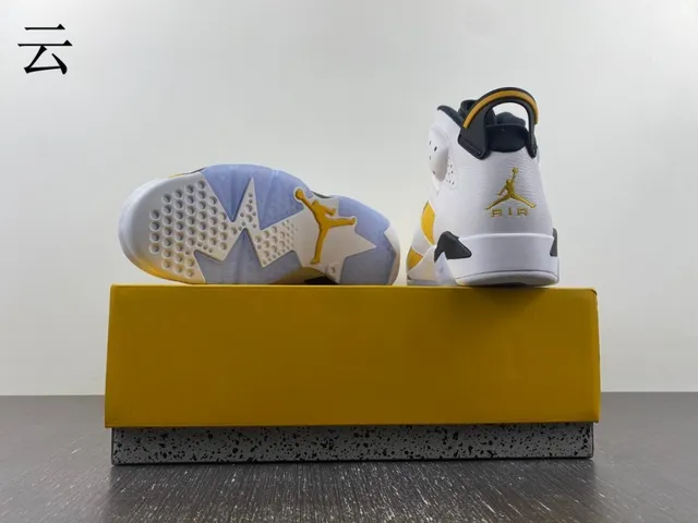 Air Jordan 6 tênis de basquete branco amarelo preto azul claro 8