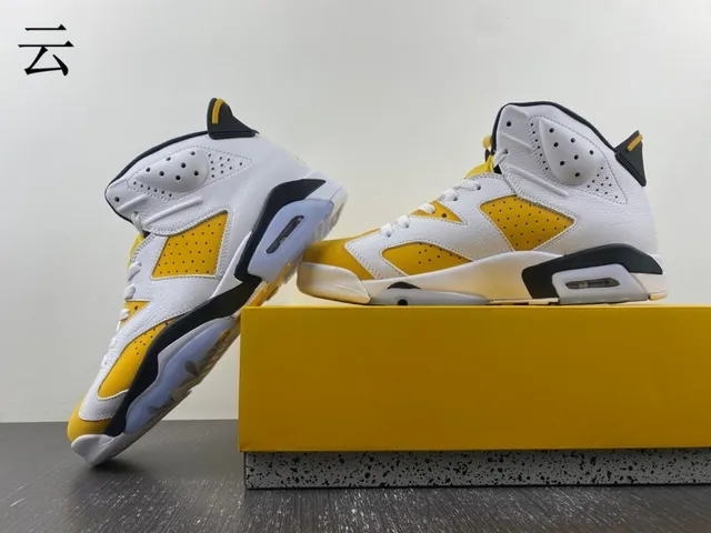 Air Jordan 6 tênis de basquete branco amarelo preto azul claro 9