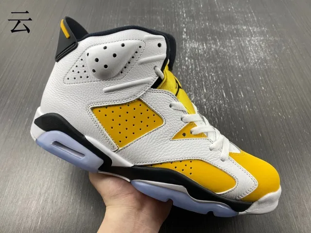 Air Jordan 6 tênis de basquete branco amarelo preto azul claro 15