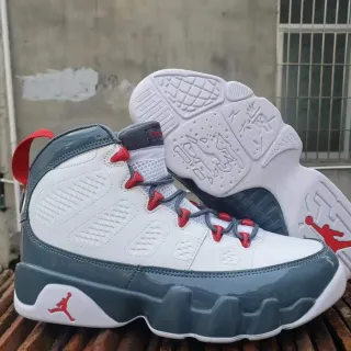 Air Jordan 9 أبيض Cool Gray أحمر أحذية كرة السلة
