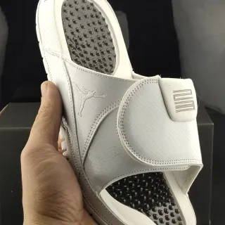 Air Jordan Hydro 7 White Black Podded Footbed Slippers