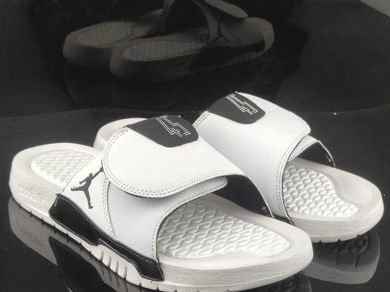 Air Jordan Slide 45 White Gray Black Slippers 4