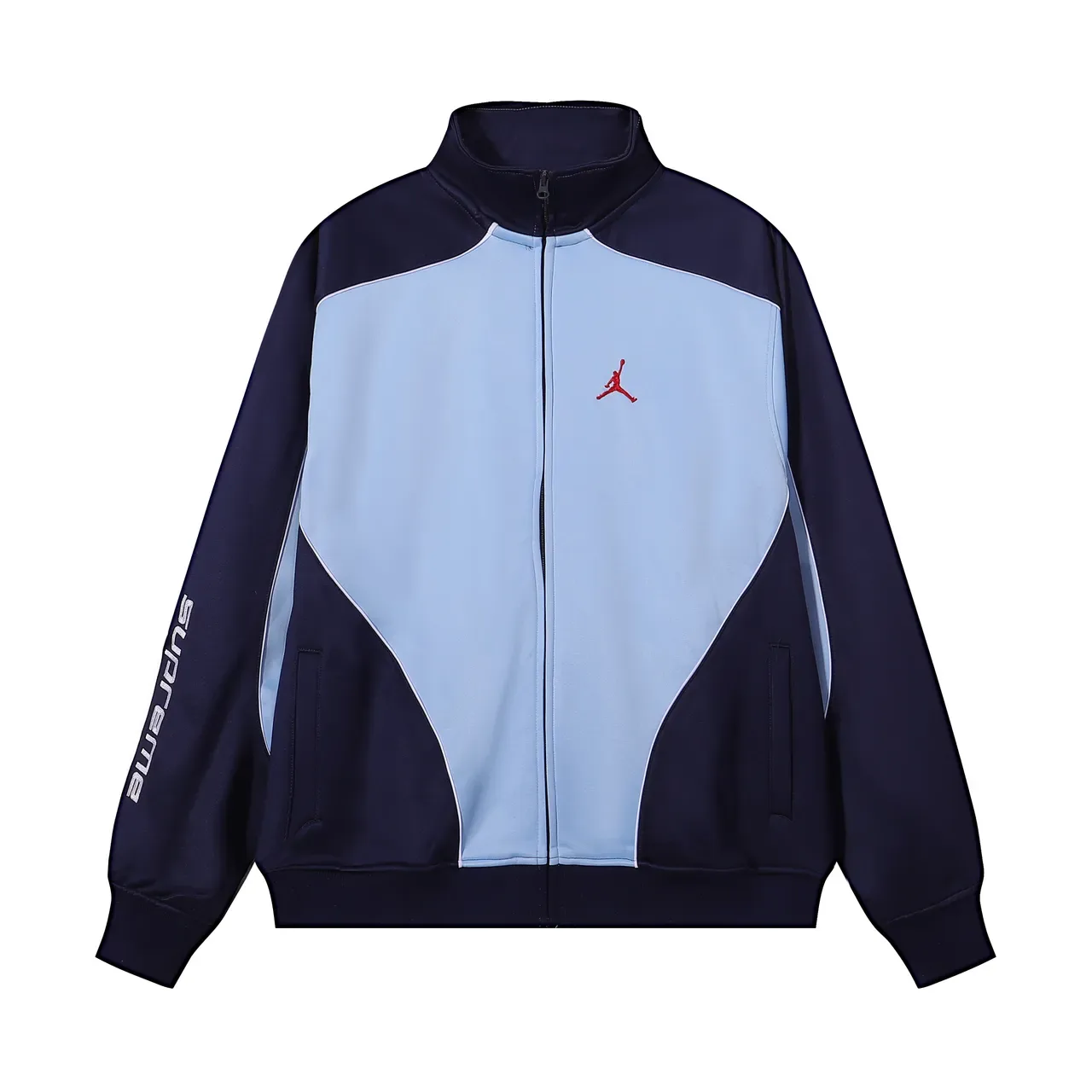 Air Jordan Track Veste Noir Marine Col Haut Fermeture Éclair Complète 13