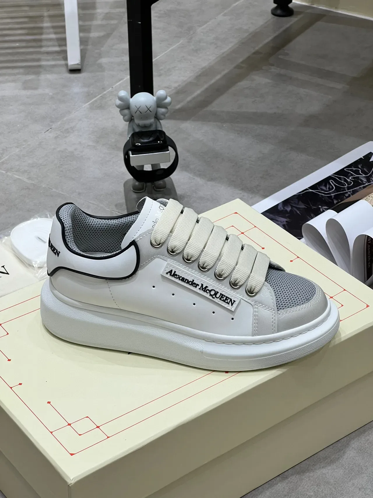 Alexander McQueen Oversized Sneaker White Gray Black Lifestyle Sneakers 3