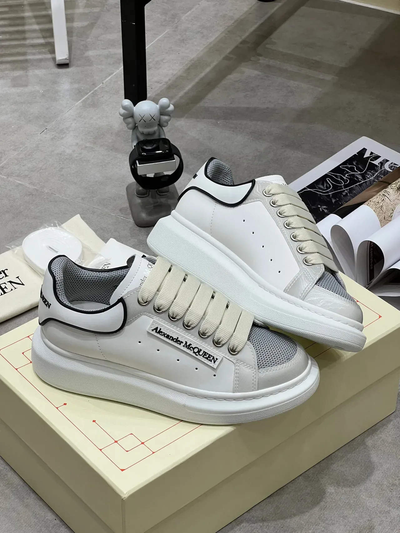 Alexander McQueen Oversized Sneaker White Gray Black Lifestyle Sneakers 4