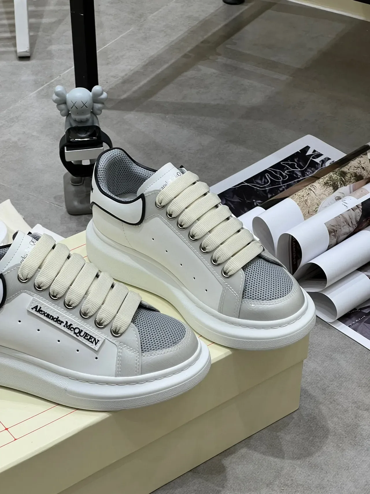 Alexander McQueen Oversized Sneaker White Gray Black Lifestyle Sneakers 6