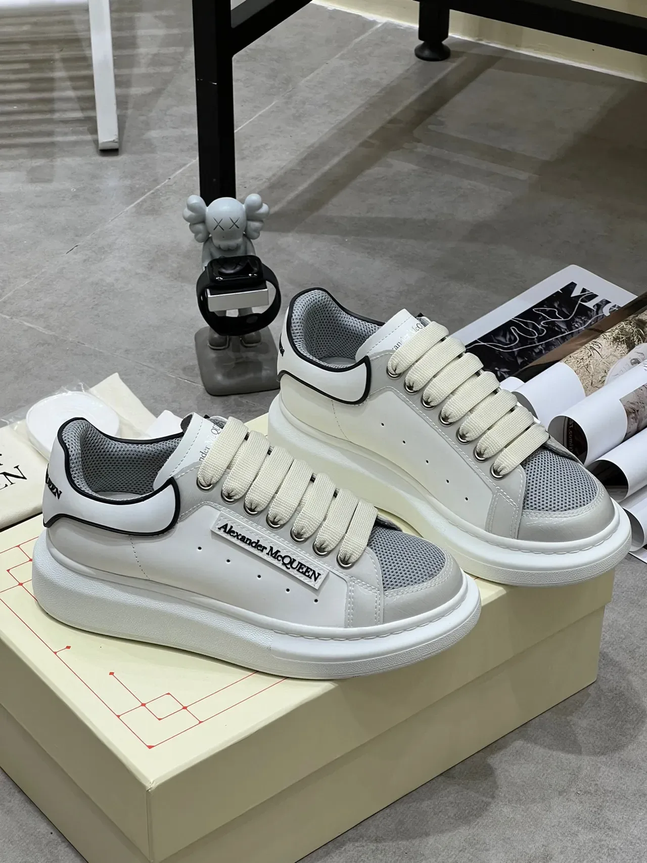 Alexander McQueen Oversized Sneaker White Gray Black Lifestyle Sneakers 7