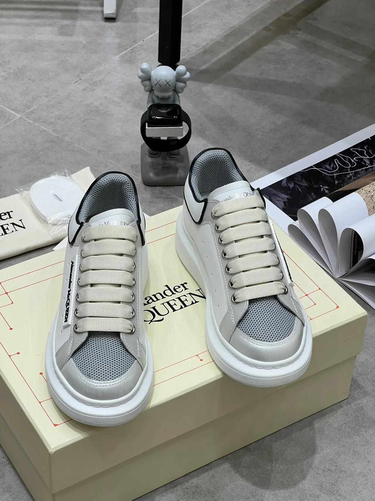 Alexander McQueen Oversized Sneaker White Gray Black Lifestyle Sneakers 8