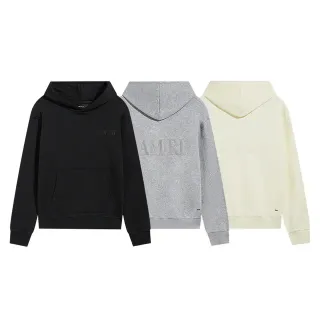 AMI Paris Black Gray Minimalist Tonal Logo Hoodie