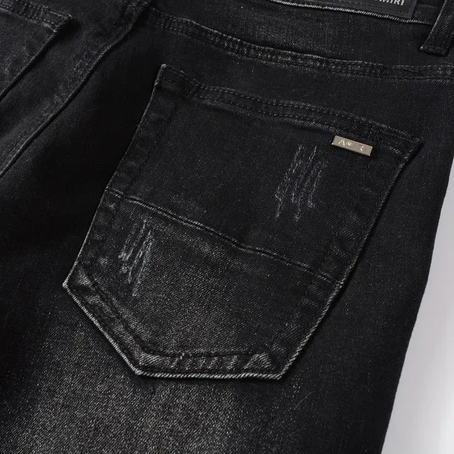 Amiri jeans noirs gris distressed slim fit 4