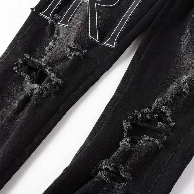 Amiri jeans noirs gris distressed slim fit 6