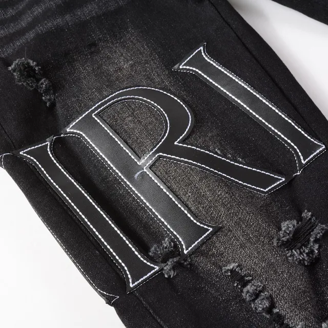 Amiri jeans noirs gris distressed slim fit 7
