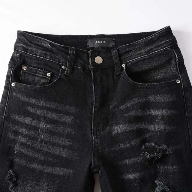 Amiri jeans noirs gris distressed slim fit 11