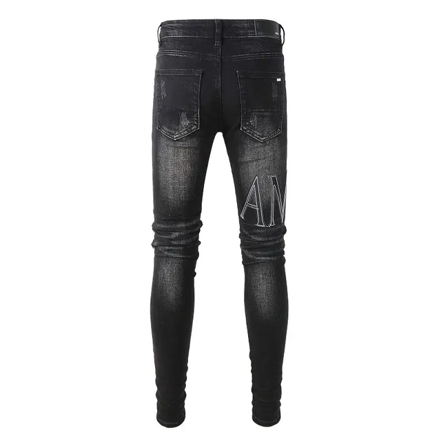 Amiri jeans noirs gris distressed slim fit 12