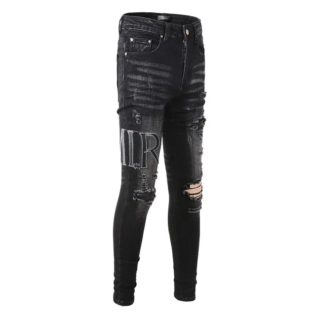 Amiri jeans noirs gris distressed slim fit 13