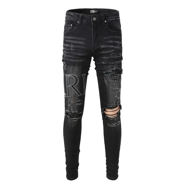 Amiri jeans noirs gris distressed slim fit 14