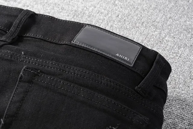 Amiri Snake Motif Distressed Slim-Fit Black Jeans 2