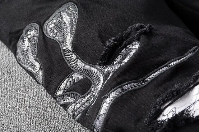 Amiri Snake Motif Distressed Slim-Fit Black Jeans 8