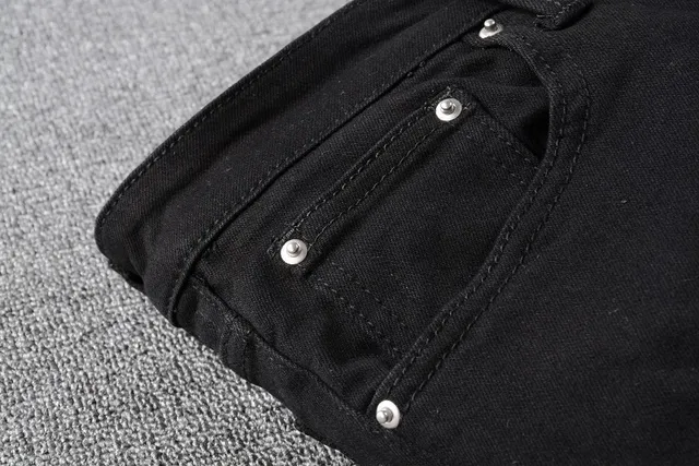 Amiri Snake Motif Distressed Slim-Fit Black Jeans 9