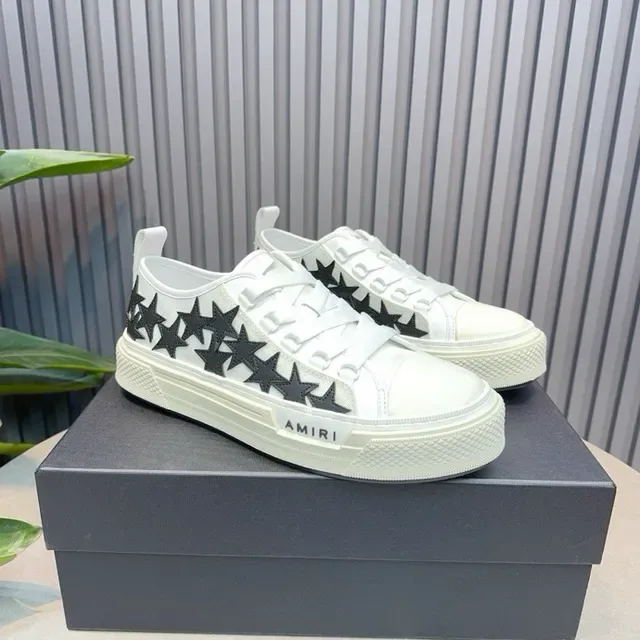Amiri White Black Low-Top Star-Appliqué Lifestyle Sneakers 3