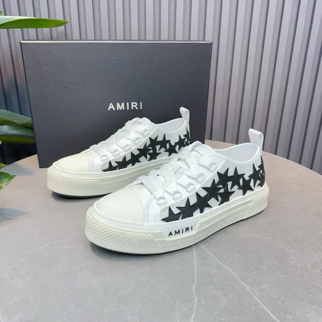 Amiri White Black Low-Top Star-Appliqué Lifestyle Sneakers 4