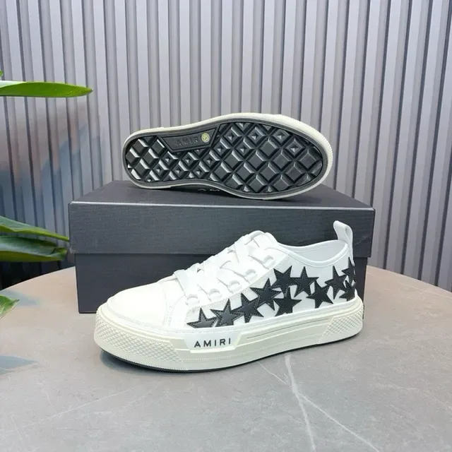 Amiri White Black Low-Top Star-Appliqué Lifestyle Sneakers 5