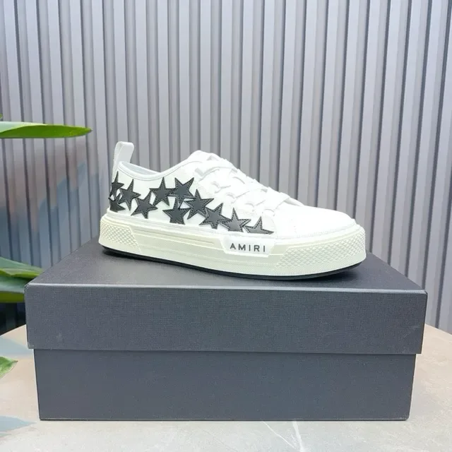 Amiri White Black Low-Top Star-Appliqué Lifestyle Sneakers 6