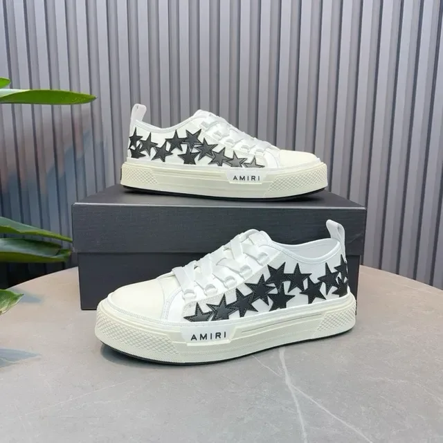 Amiri White Black Low-Top Star-Appliqué Lifestyle Sneakers 7