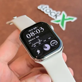 Apple Beige Silver Flat-Edged Stainless Steel Case Off-White Silicone Band Sports Watch by Apple — electronics supplier, yupoo album photo
