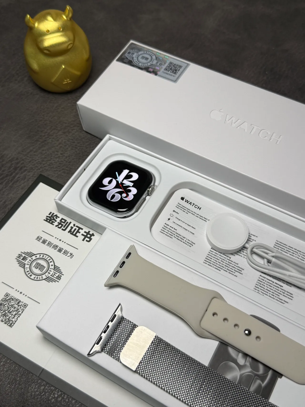 Apple Gris Argent Boîtier Carré Acier Inoxidable Bisel Montre Sport 4
