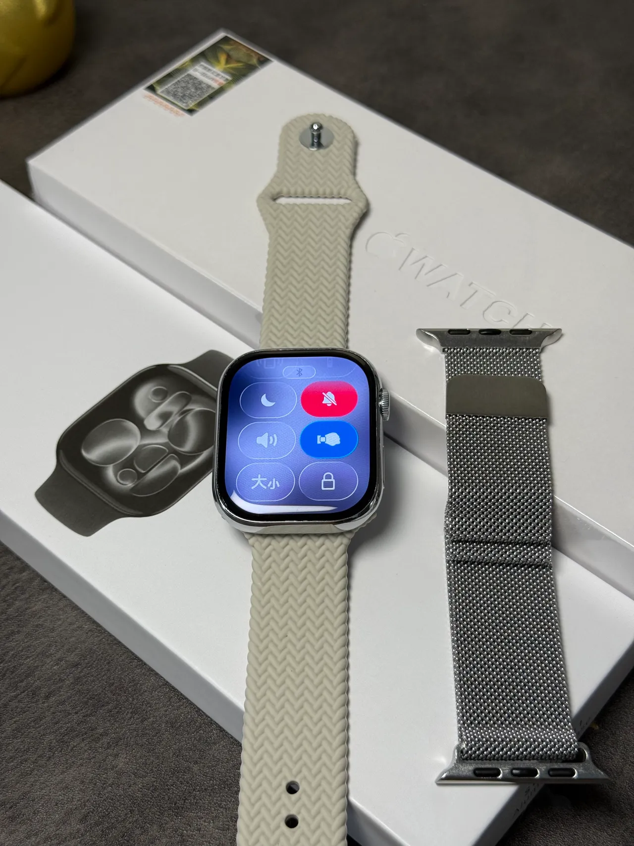 Apple Watch Beige Azul Funda Rectangular Corona Digital Control Reloj Deportivo 2