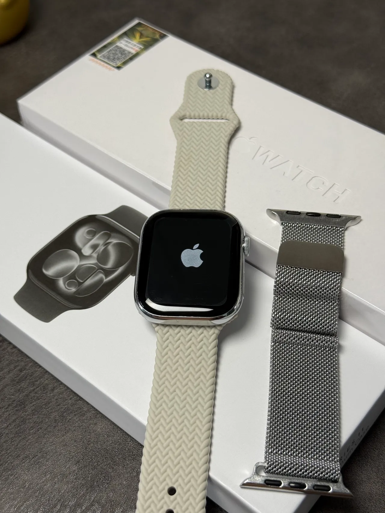 Apple Watch Beige Azul Funda Rectangular Corona Digital Control Reloj Deportivo 8