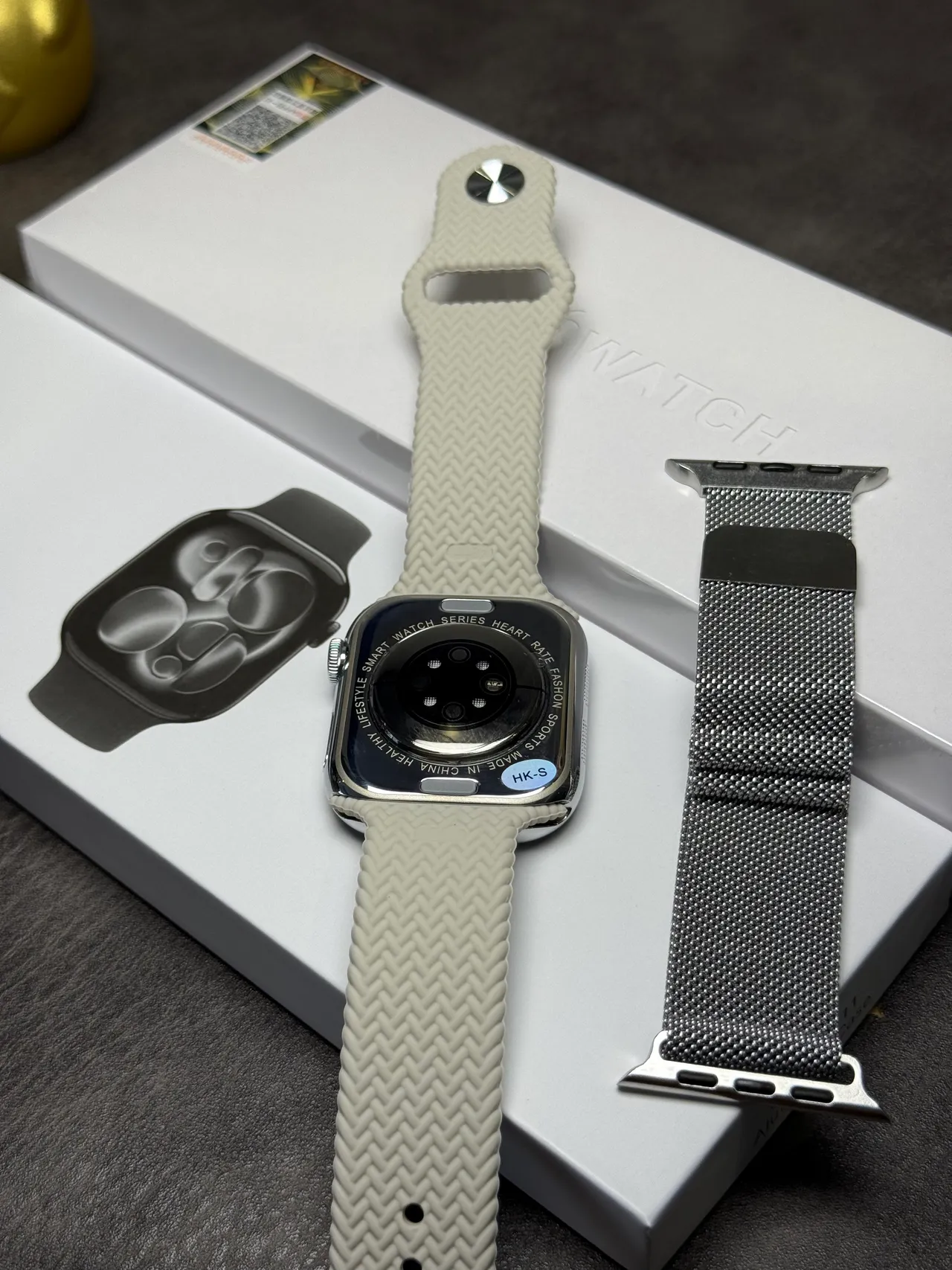 Apple Watch Beige Azul Funda Rectangular Corona Digital Control Reloj Deportivo 13
