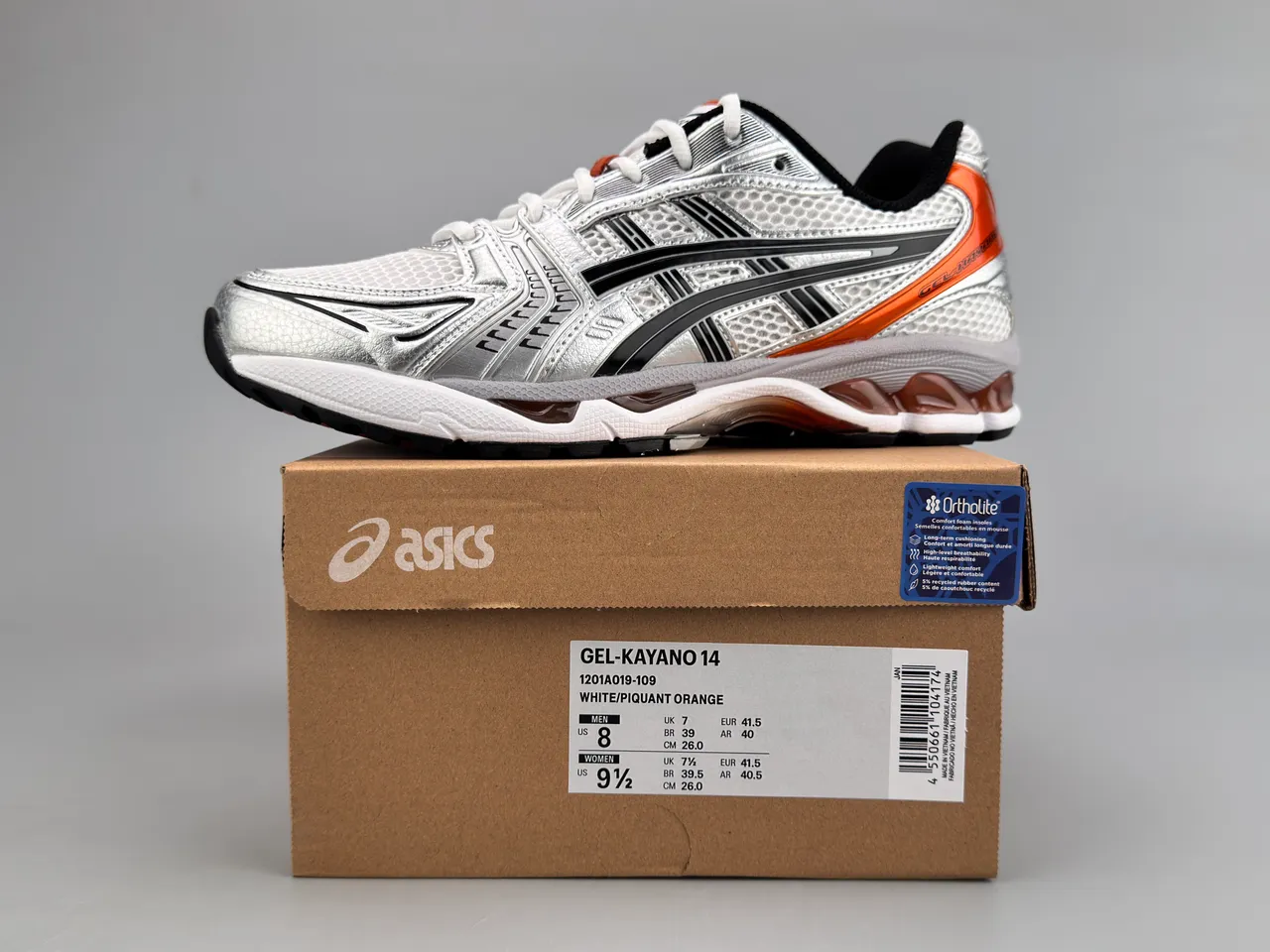 ASICS Gel-Kayano argent noir orange chaussures de course 4