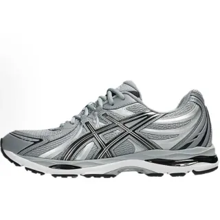 ASICS 灰黑网面和合成覆盖层上部老虎条纹品牌跑鞋