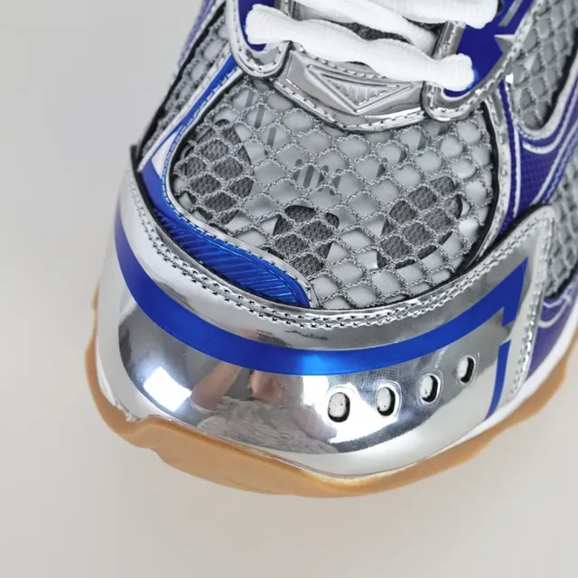 ASICS चांदी नीला मेटलिक क्रोम टो कैप रॉयल सिंथेटिक ओवरले रनिंग जूते 5