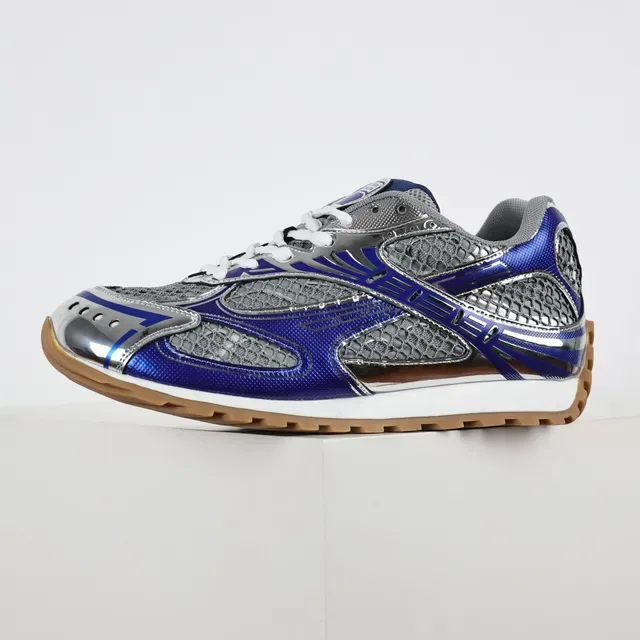 ASICS चांदी नीला मेटलिक क्रोम टो कैप रॉयल सिंथेटिक ओवरले रनिंग जूते 9