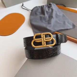 Balenciaga BB Belt Black Croc-Embossed Leather Belt