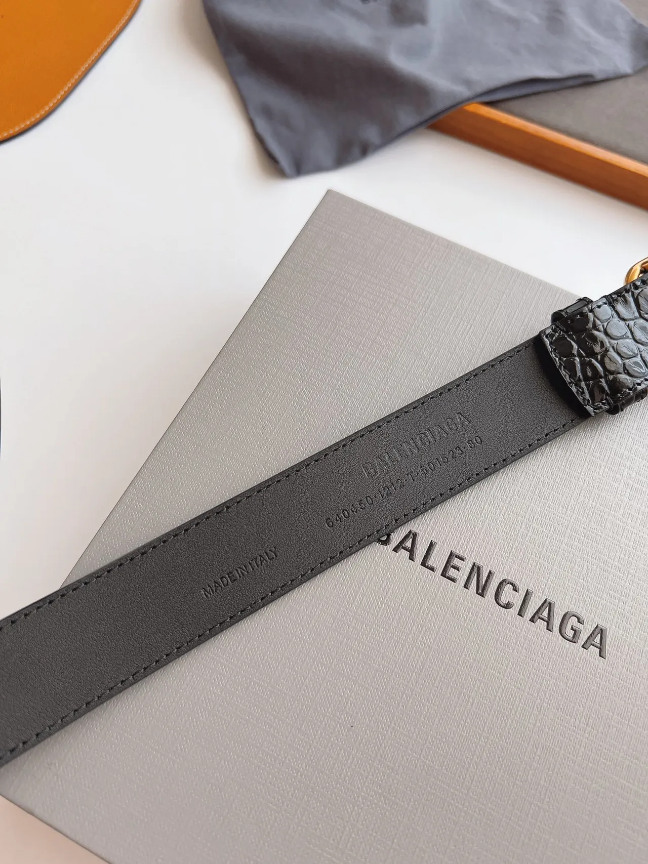 Balenciaga BB Belt Black Croc-Embossed Leather Belt 3