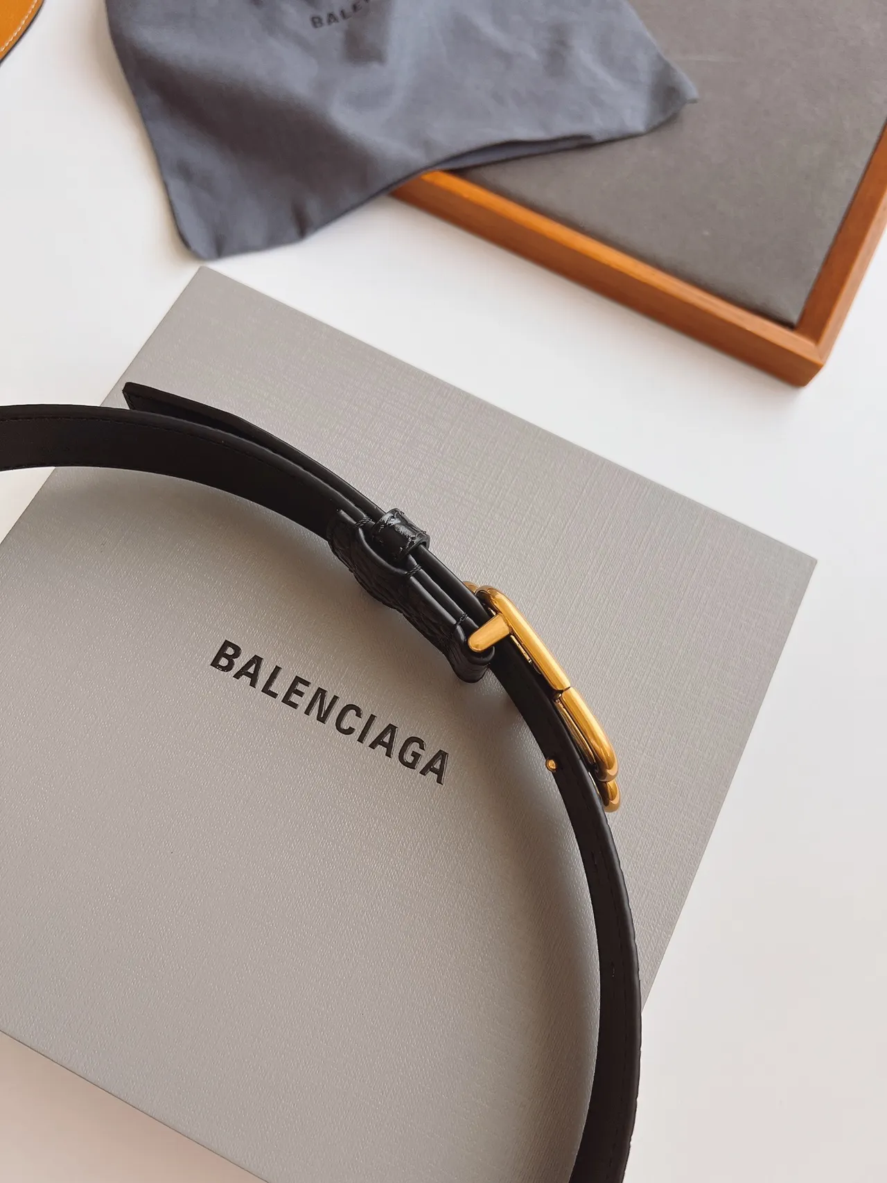 Balenciaga BB Belt Black Croc-Embossed Leather Belt 5