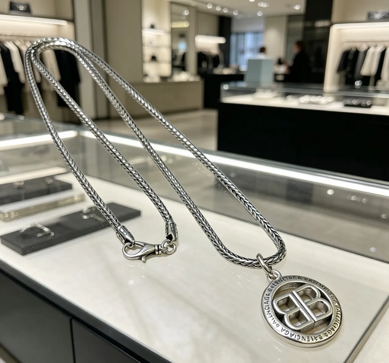 Balenciaga BB Coin Pendant 编织链项链 9