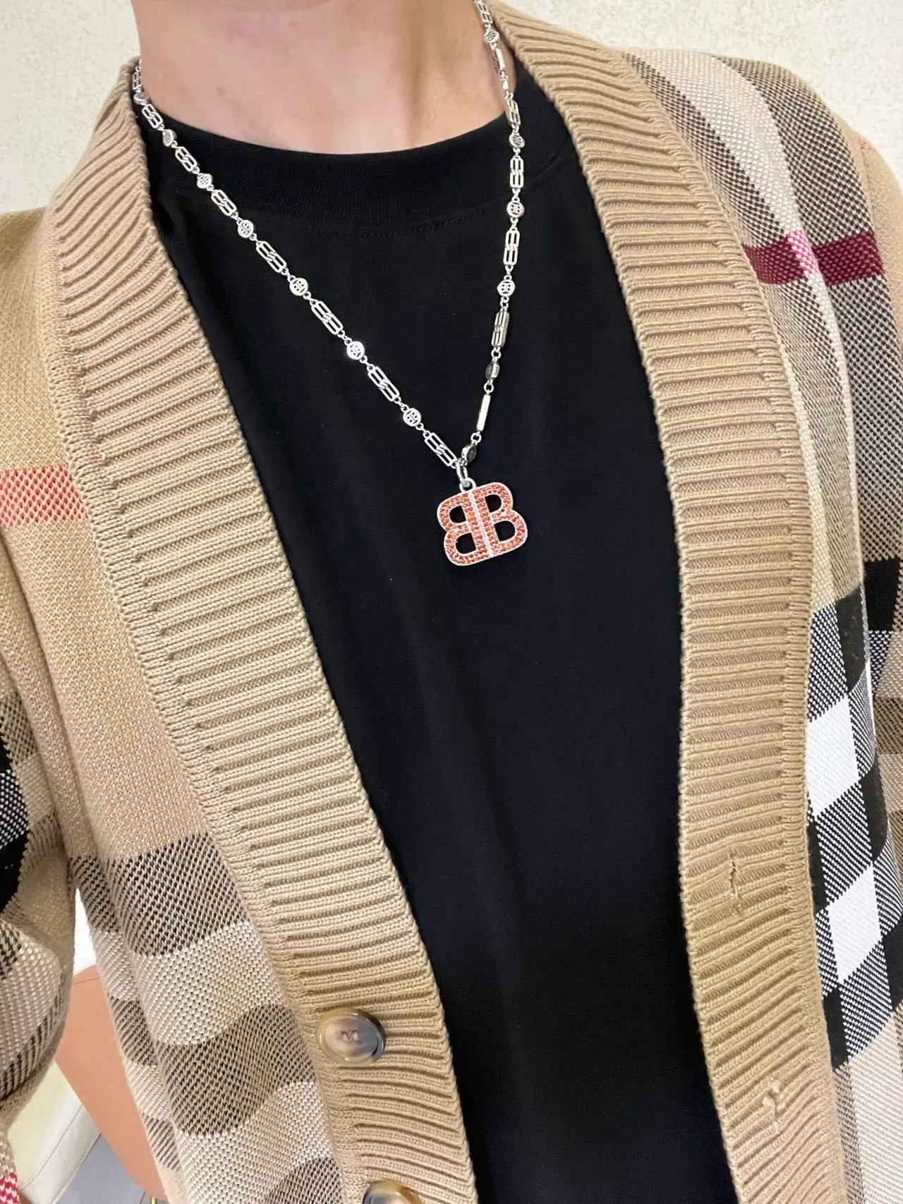 Balenciaga BB Pavé Crystal Double-B 项链 3
