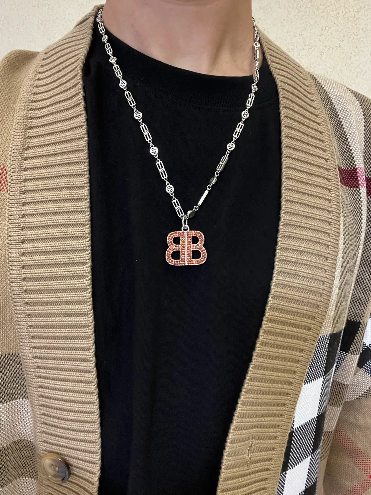 Balenciaga BB Pavé Crystal Double-B 项链 6