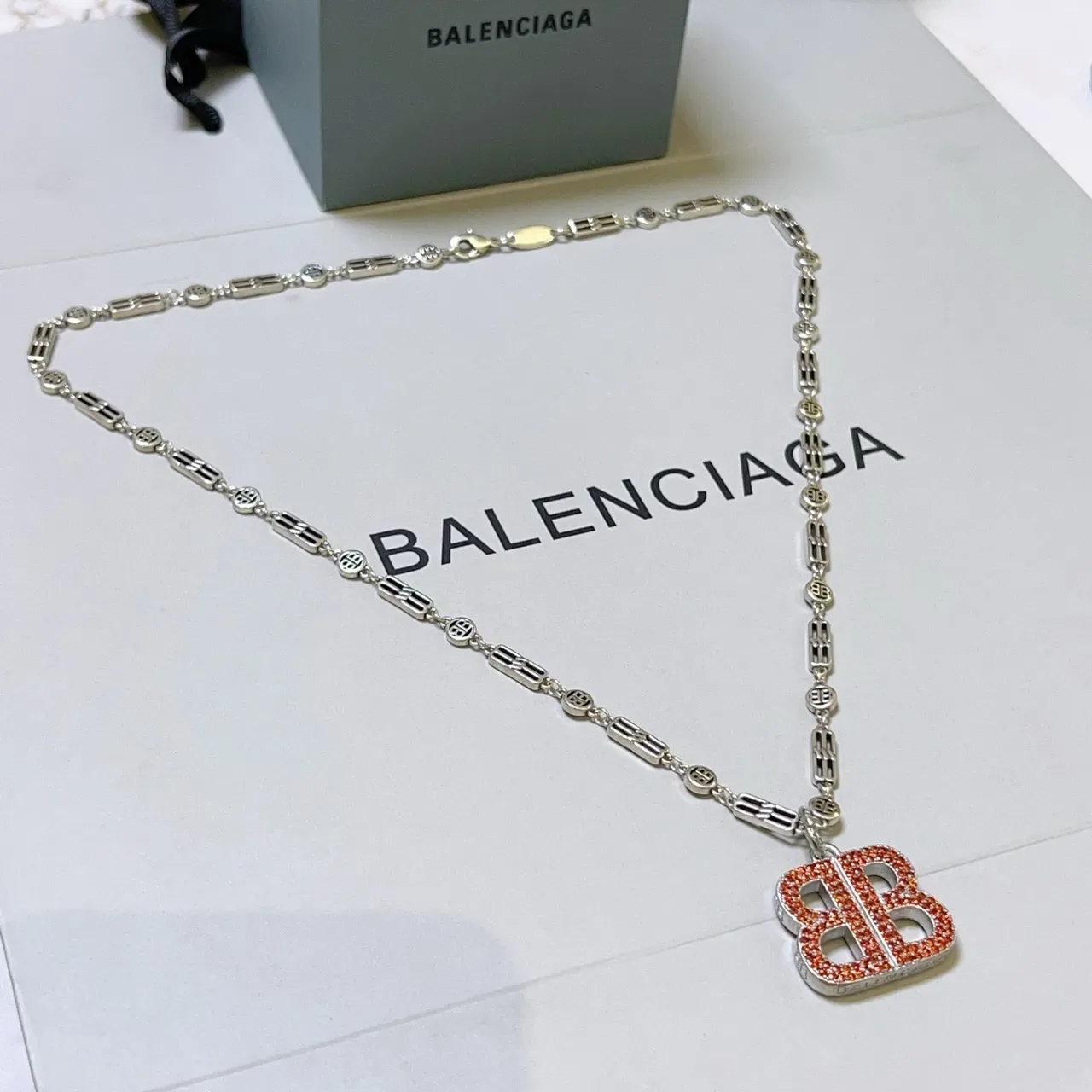 Balenciaga BB Pavé Crystal Double-B 项链 7
