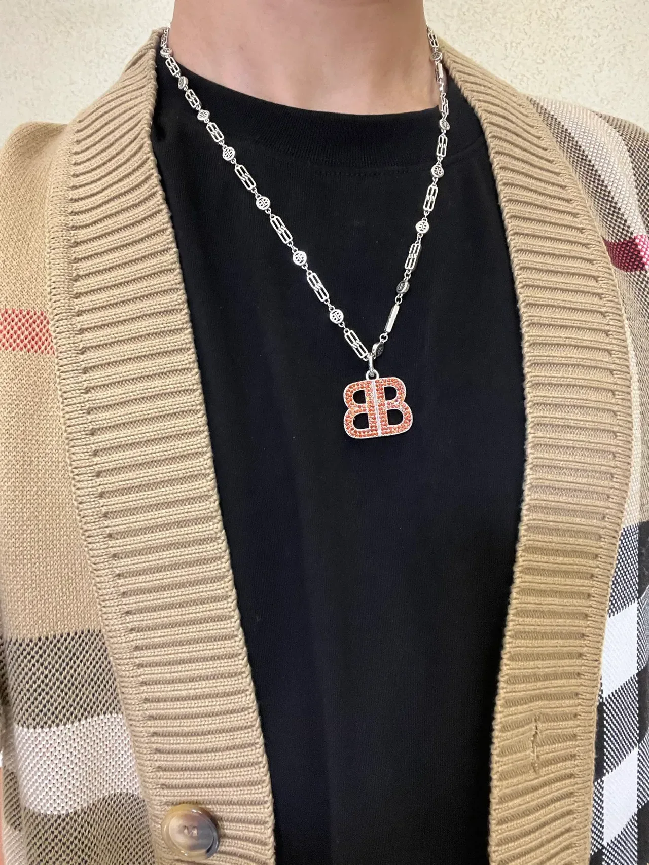 Balenciaga BB Pavé Crystal Double-B 项链 8