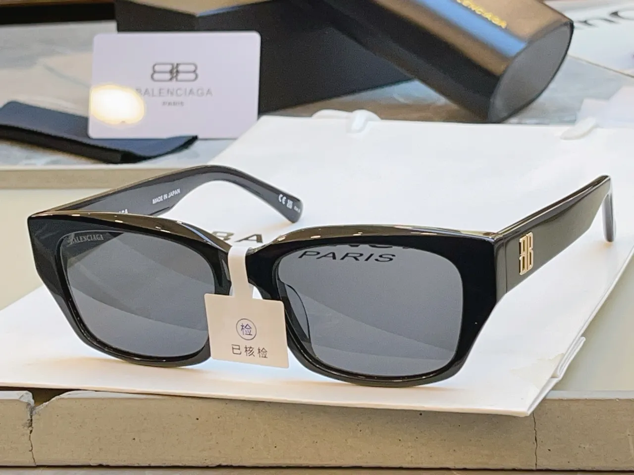 Balenciaga BB0480SK Black Frame Gray Mirror Lens Sunglasses 6