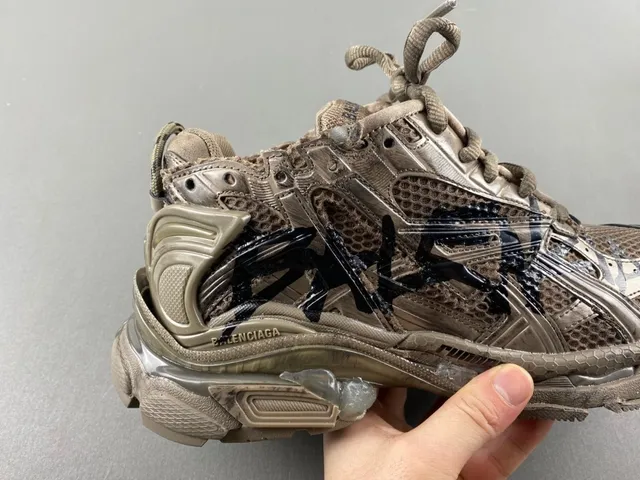 Balenciaga Beige Black Deconstructed Graffiti-Painted Chunky Sneakers 3